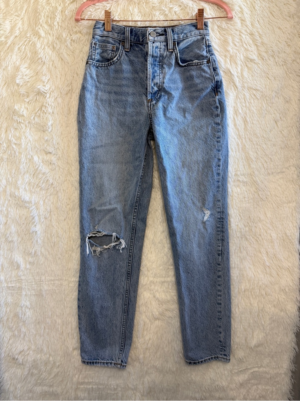Denim Forum Aritzia Womens Distressed 90s Boyfriend Hi Rise Loose Jeans Size 23